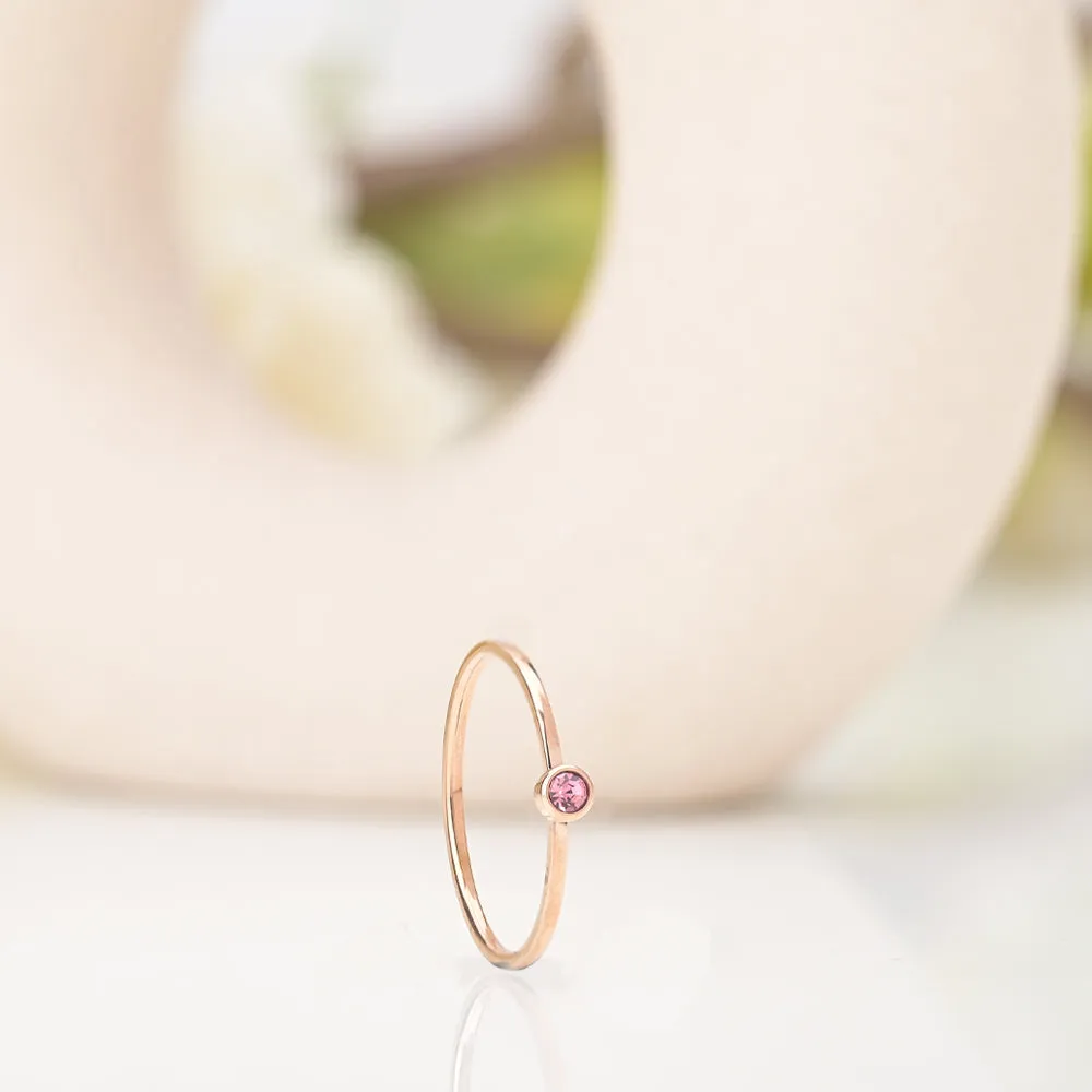 Cute Birthstone Ring | 18k Rose Gold Plated