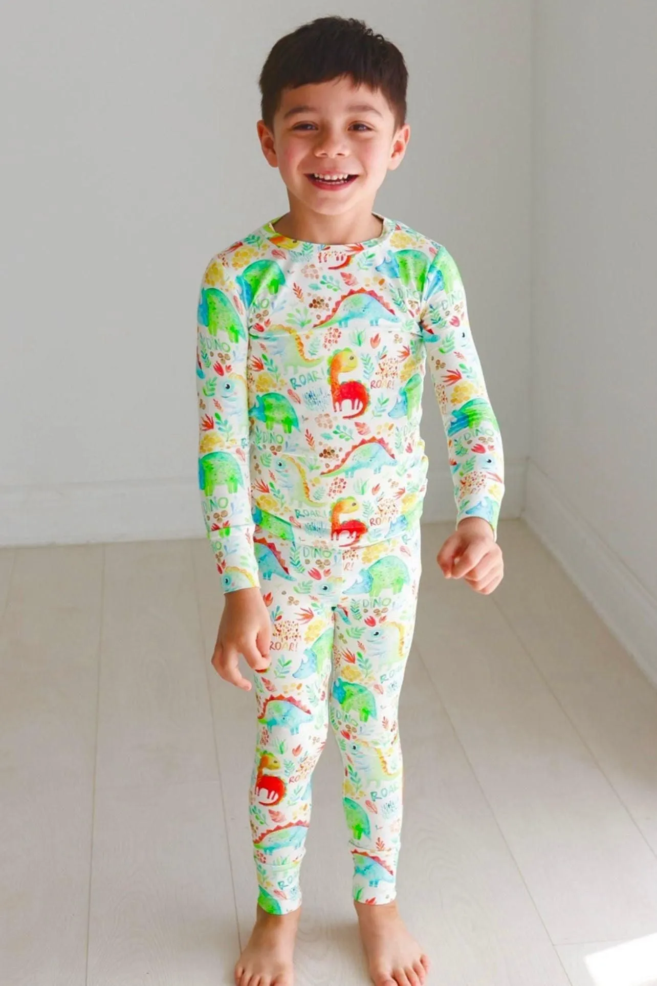 Dinosaur Print Kids' Bamboo Pajama Set