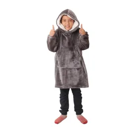 DUCHY Kids  Comfy Hoodie Blanket - Grey