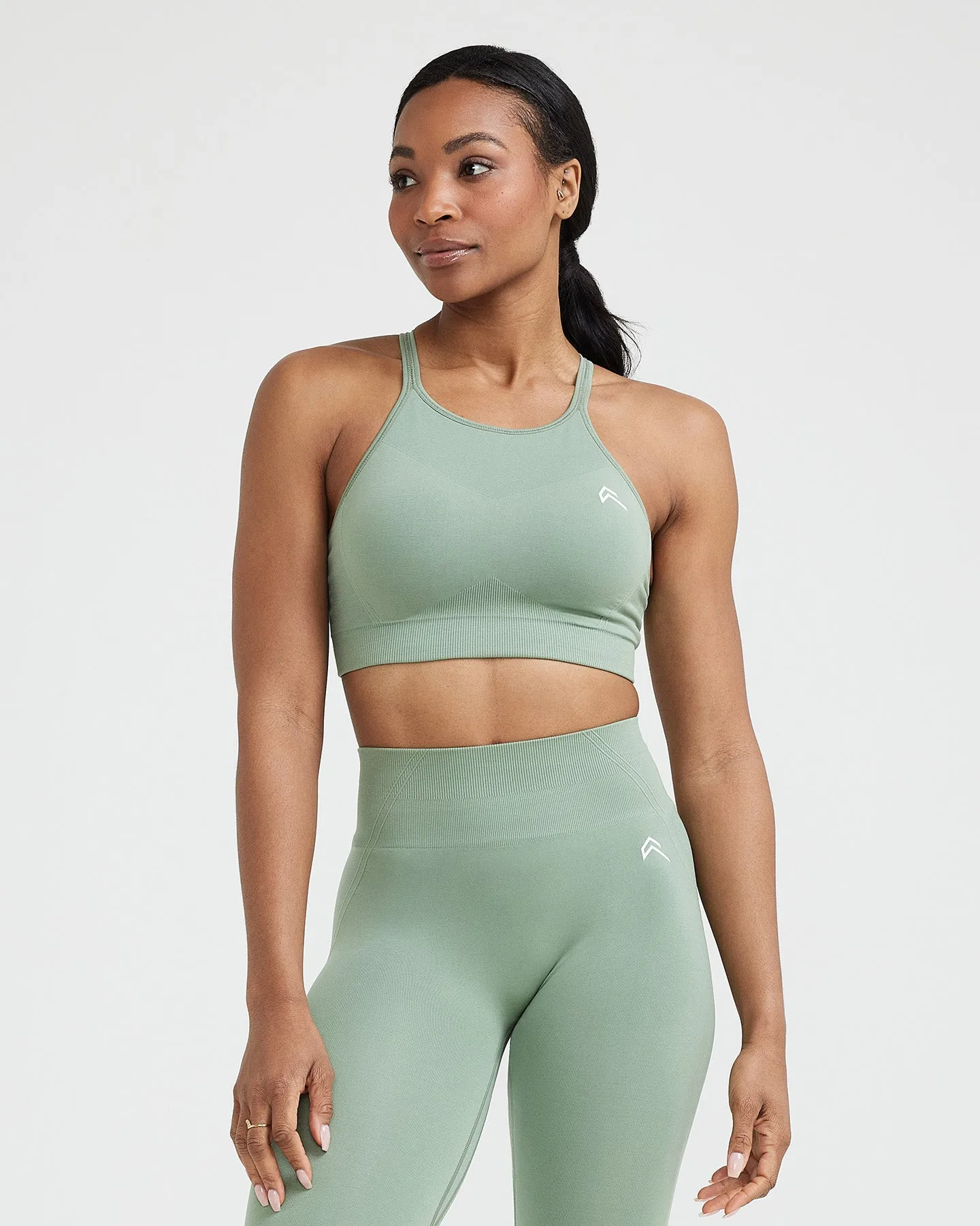 Effortless Seamless High Neck Bralette | Sage