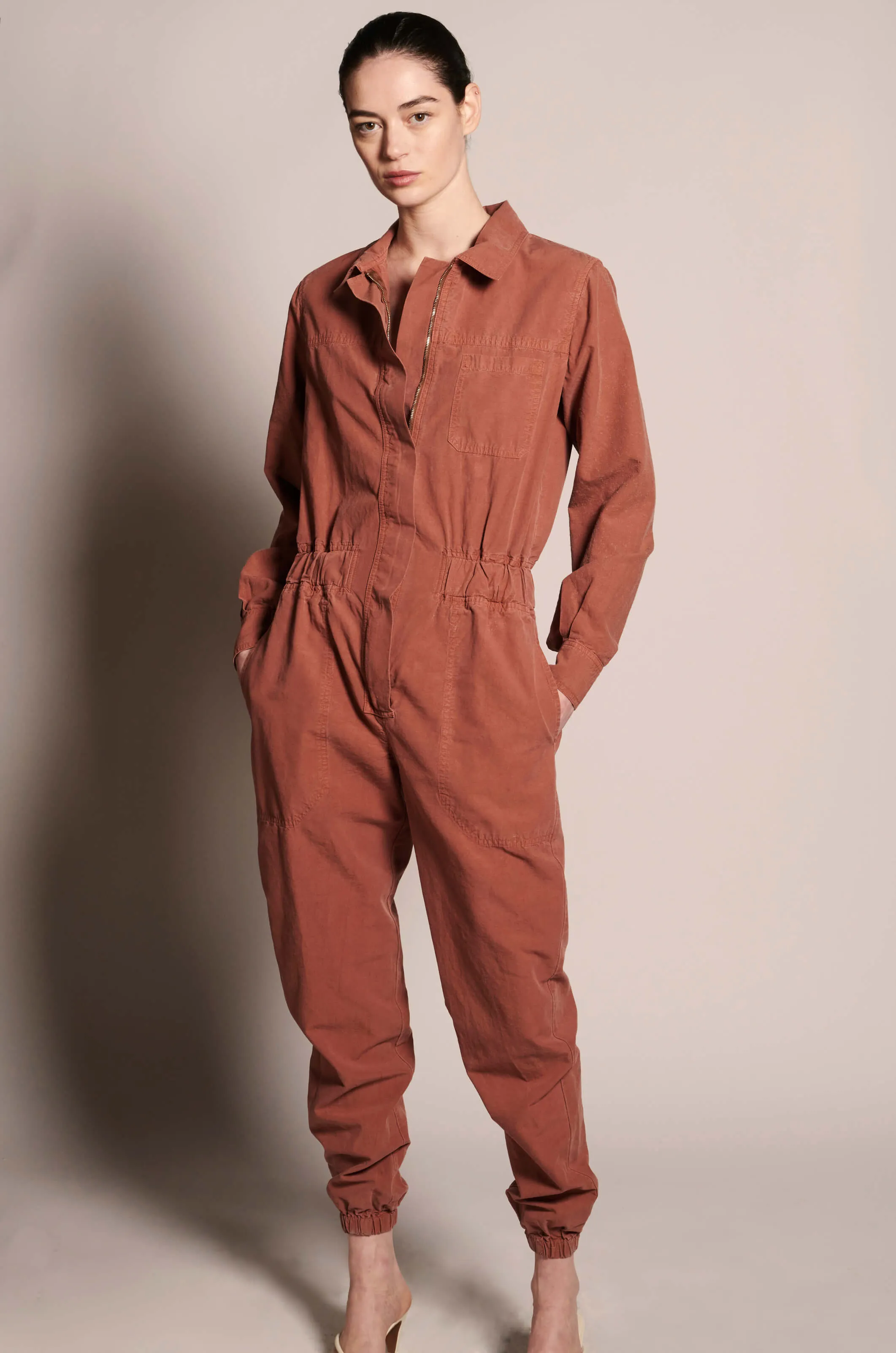 Fortuna Organic Cotton Twill Jumpsuit - Almond