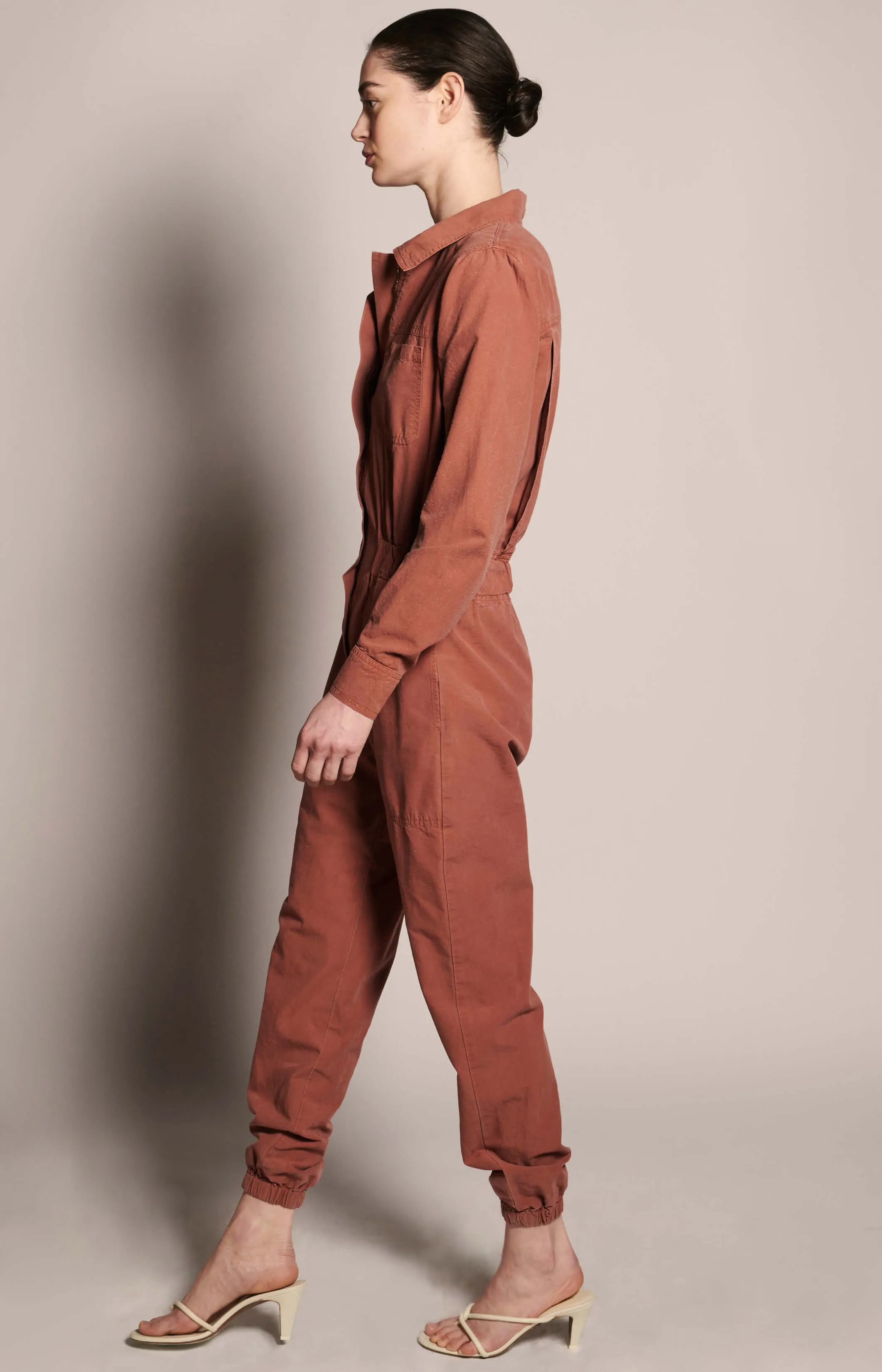 Fortuna Organic Cotton Twill Jumpsuit - Almond