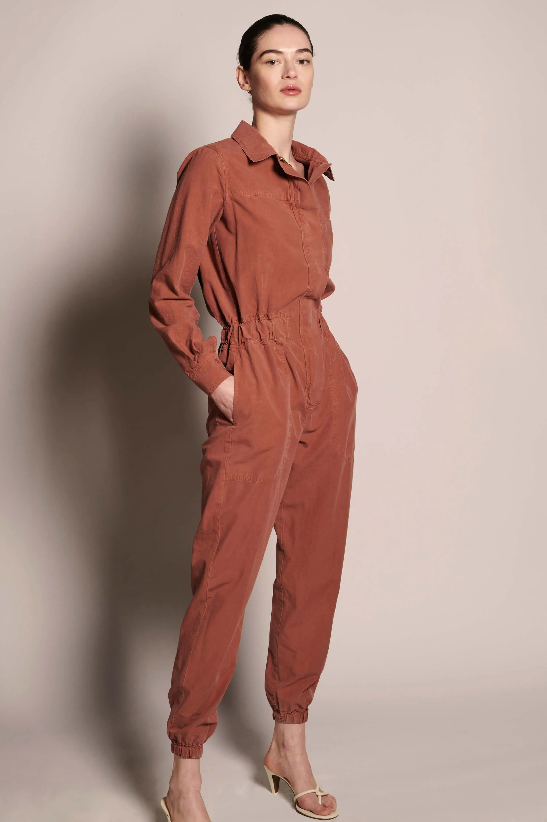 Fortuna Organic Cotton Twill Jumpsuit - Almond