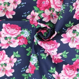 FS819_2 Navy Floral Cotton Poplin