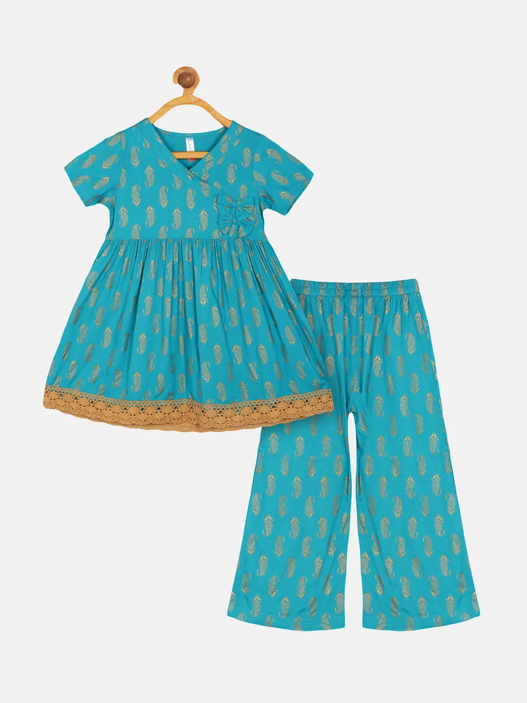 Girls Angrakha Kurti Co-ord set