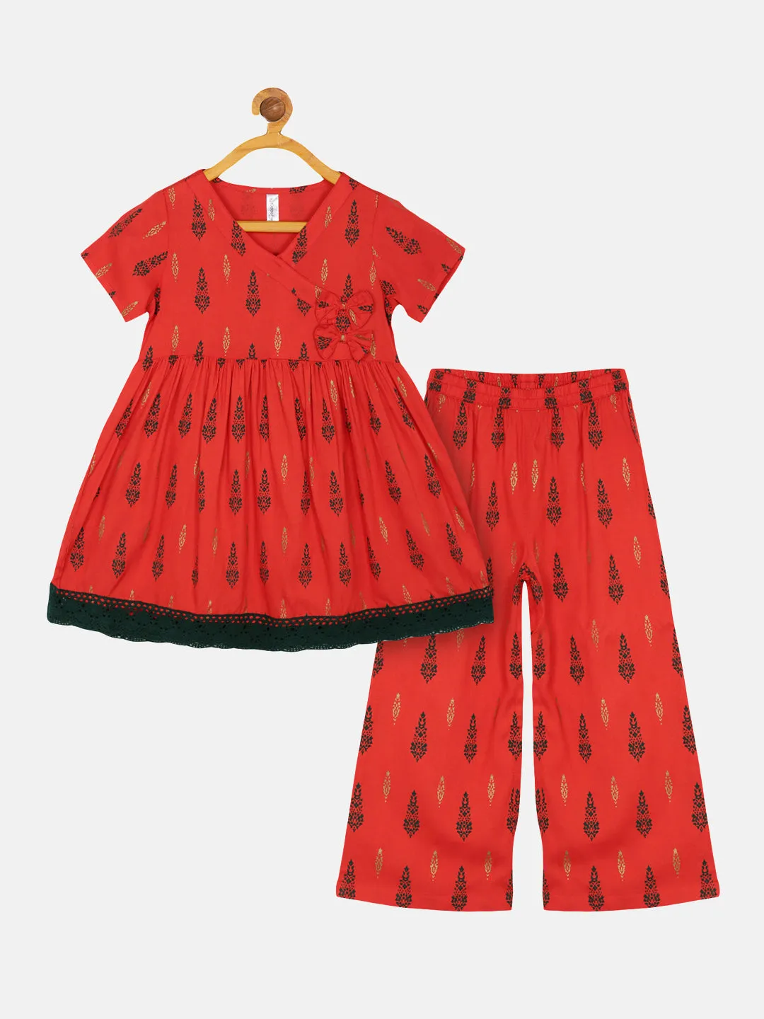 Girls Angrakha Kurti Co-ord set