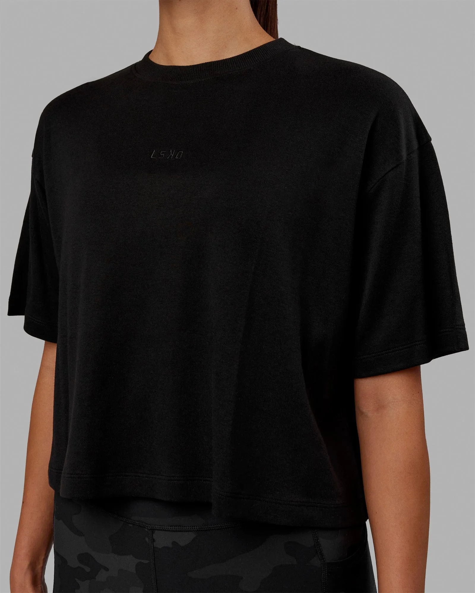 Go-To Modal Oversized Cropped Tee - Black-Black