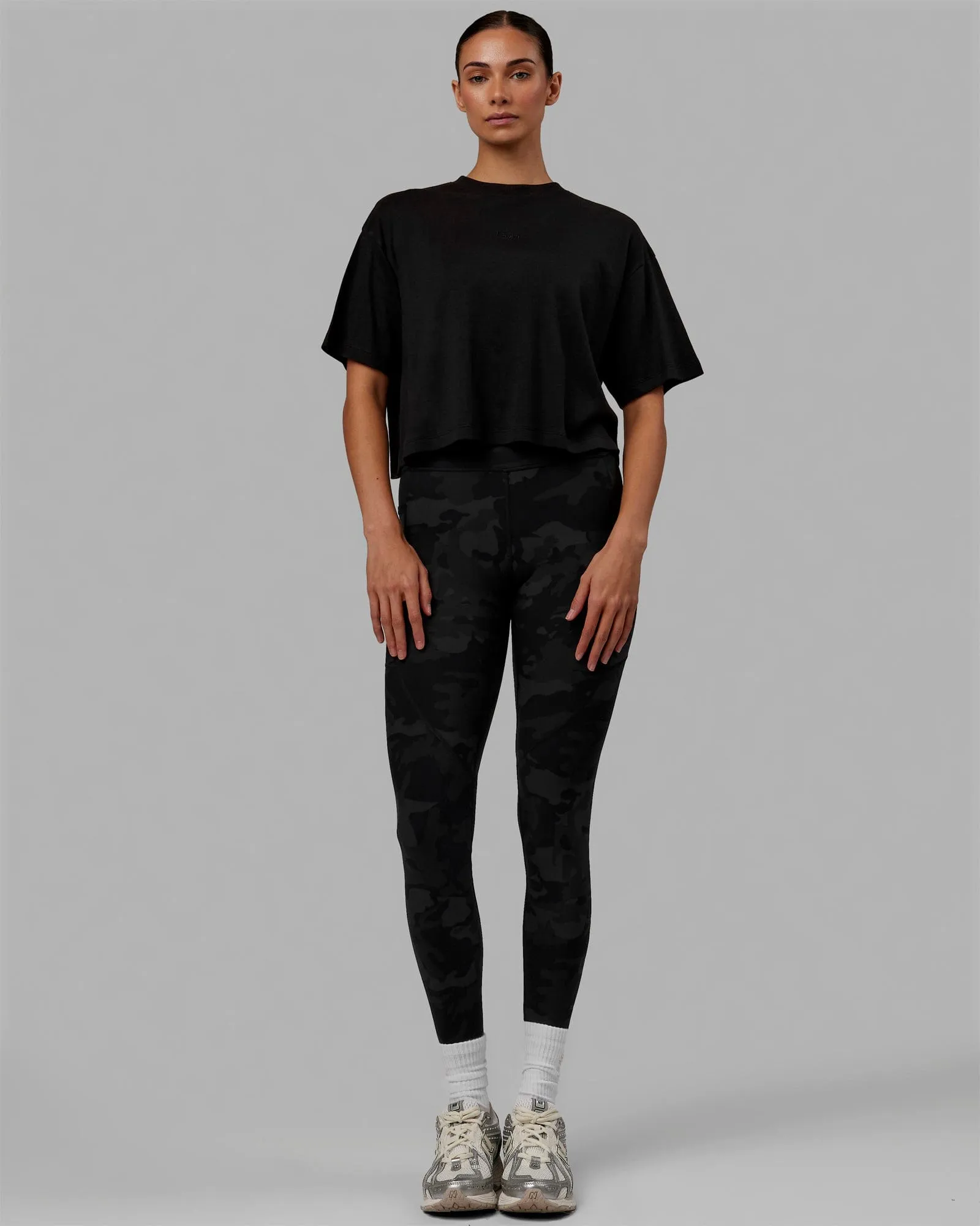 Go-To Modal Oversized Cropped Tee - Black-Black