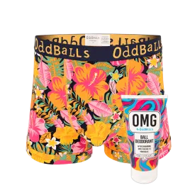 Hibiscus - Mens Boxer Shorts & Ball Deodorant Bundle