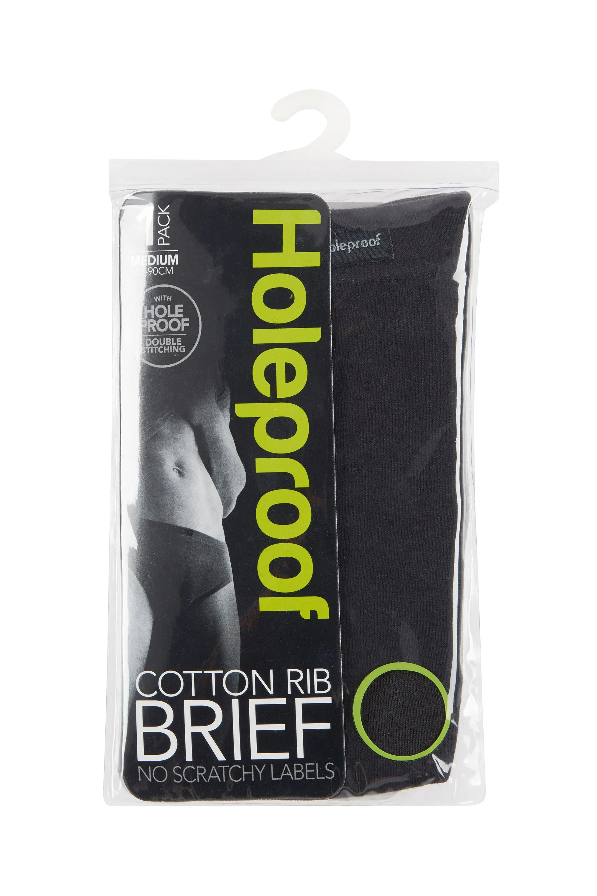 Holeproof Cotton Rib Brief Black