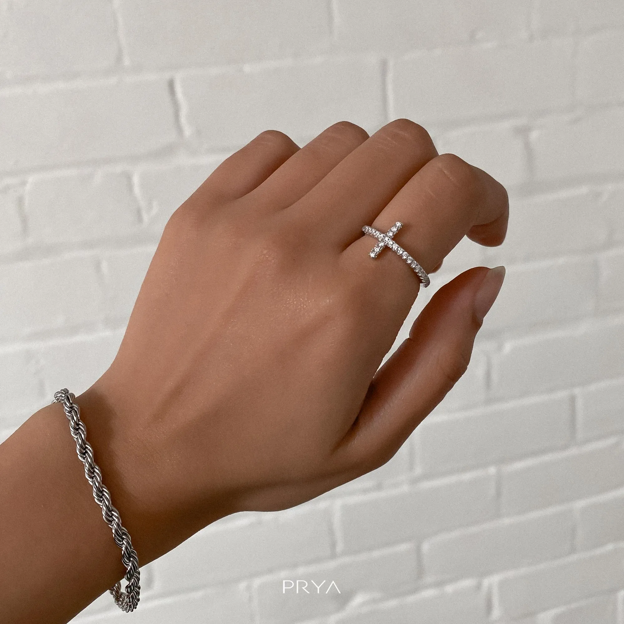 Horizontal Cross Ring | Sterling Silver