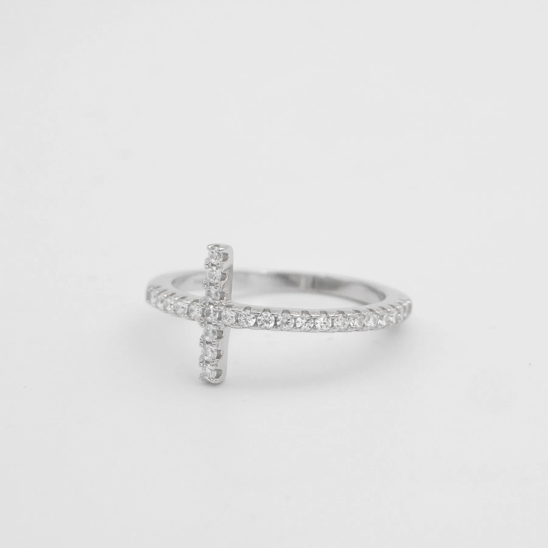 Horizontal Cross Ring | Sterling Silver