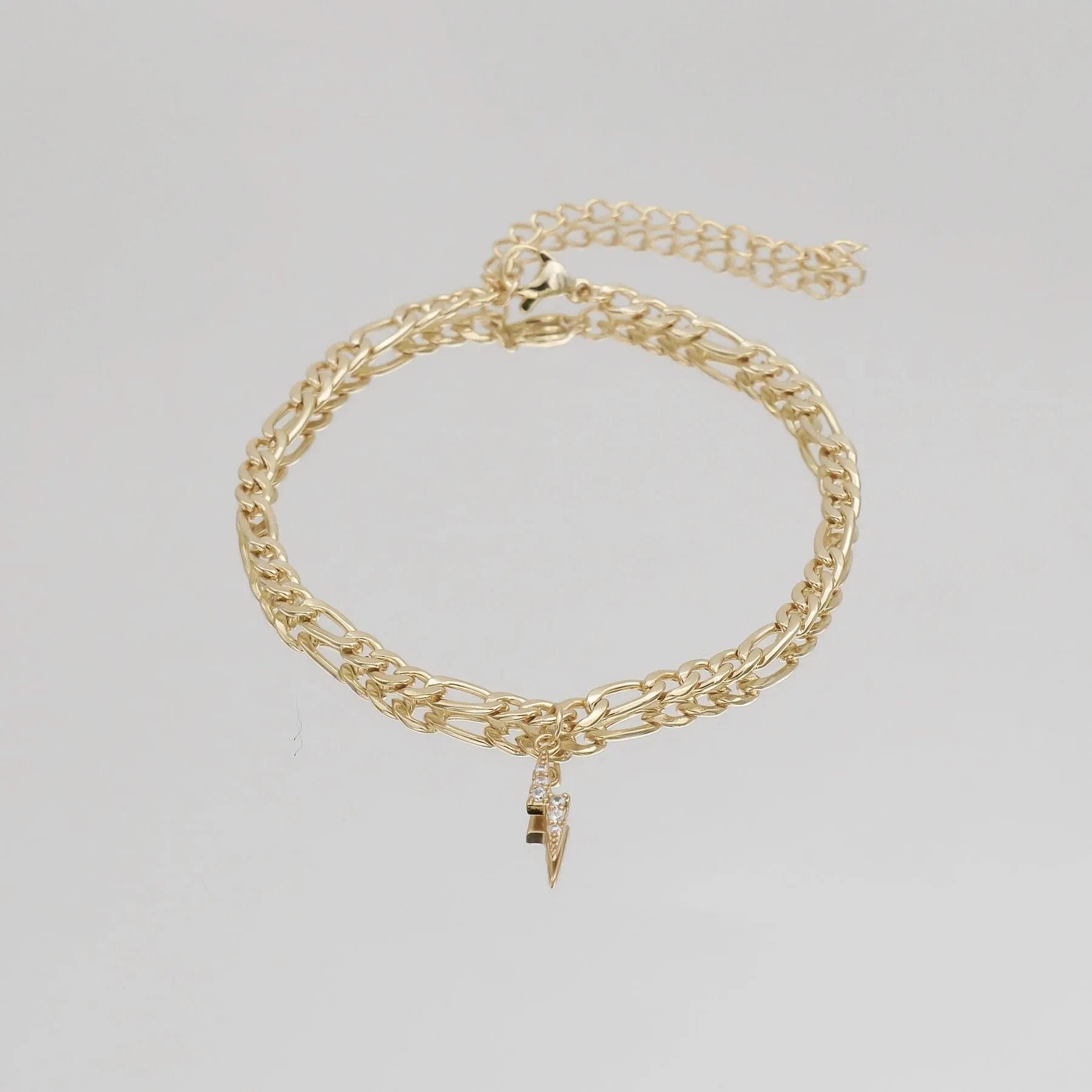 ICY Lightning Bolt Figaro Anklet