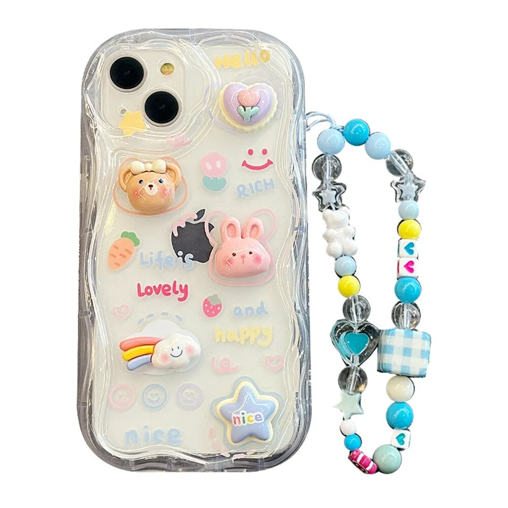 Kawaii Chain Lanyard Clear iPhone Case