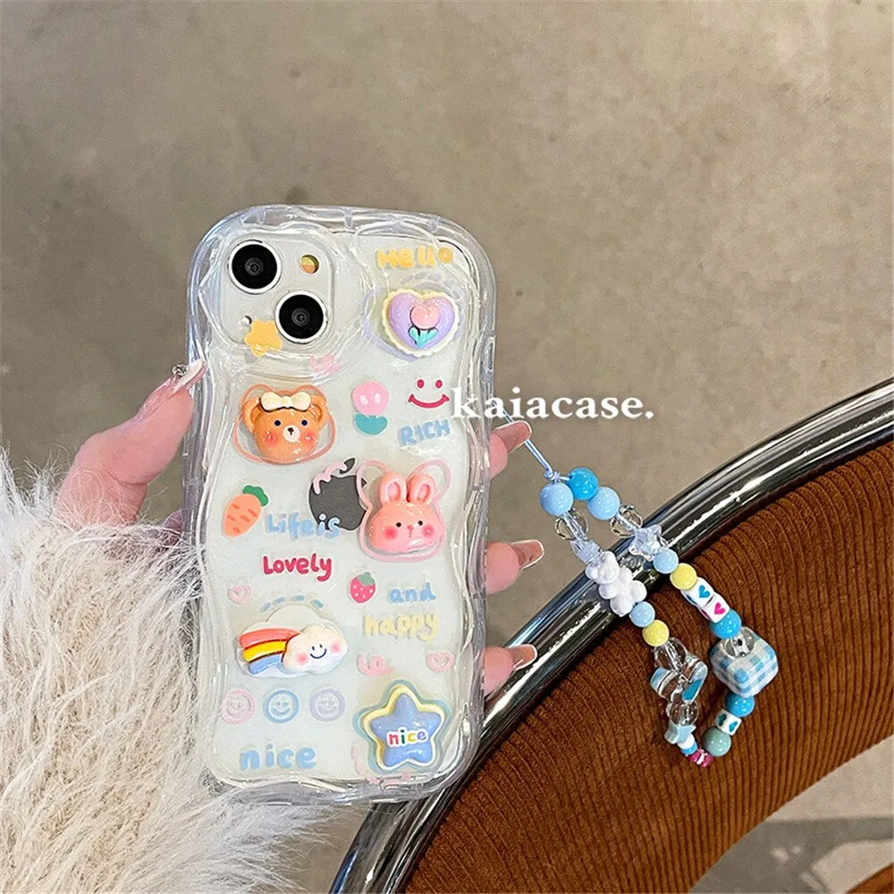 Kawaii Chain Lanyard Clear iPhone Case