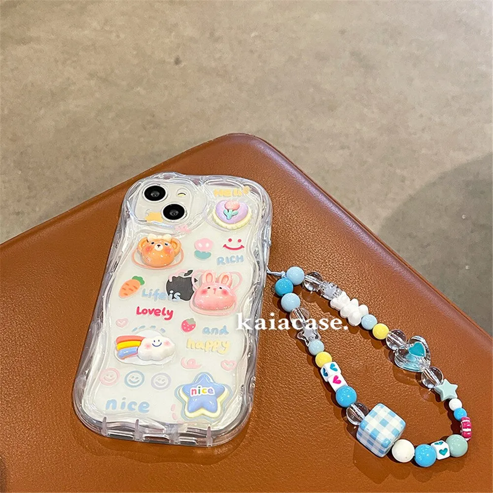 Kawaii Chain Lanyard Clear iPhone Case