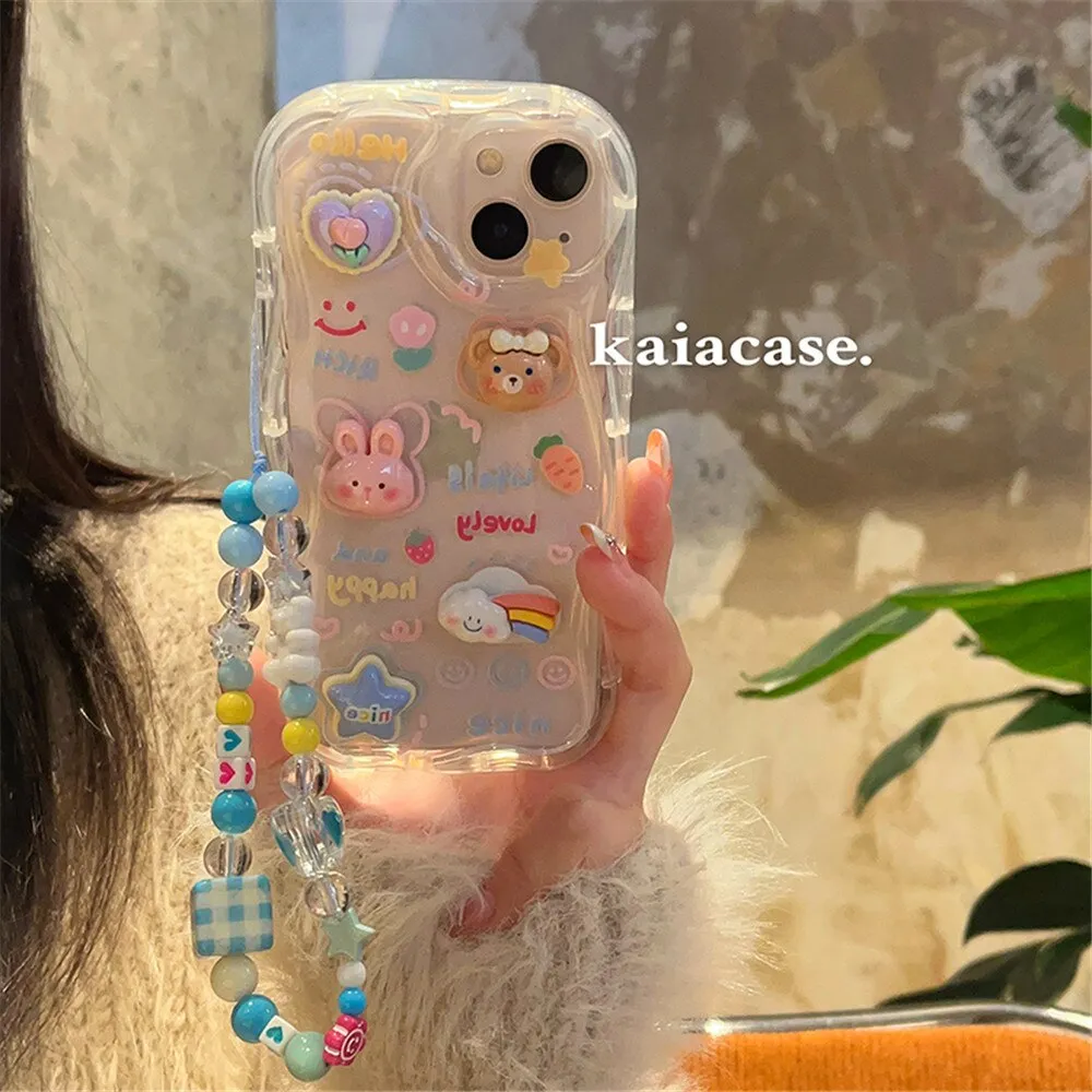 Kawaii Chain Lanyard Clear iPhone Case