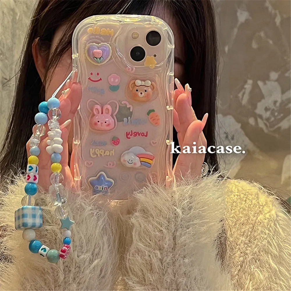 Kawaii Chain Lanyard Clear iPhone Case