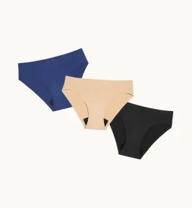 (Kit Item) Everyday Leakproof Underwear Night Sky/Beige/Black 3-Pack | Bikini