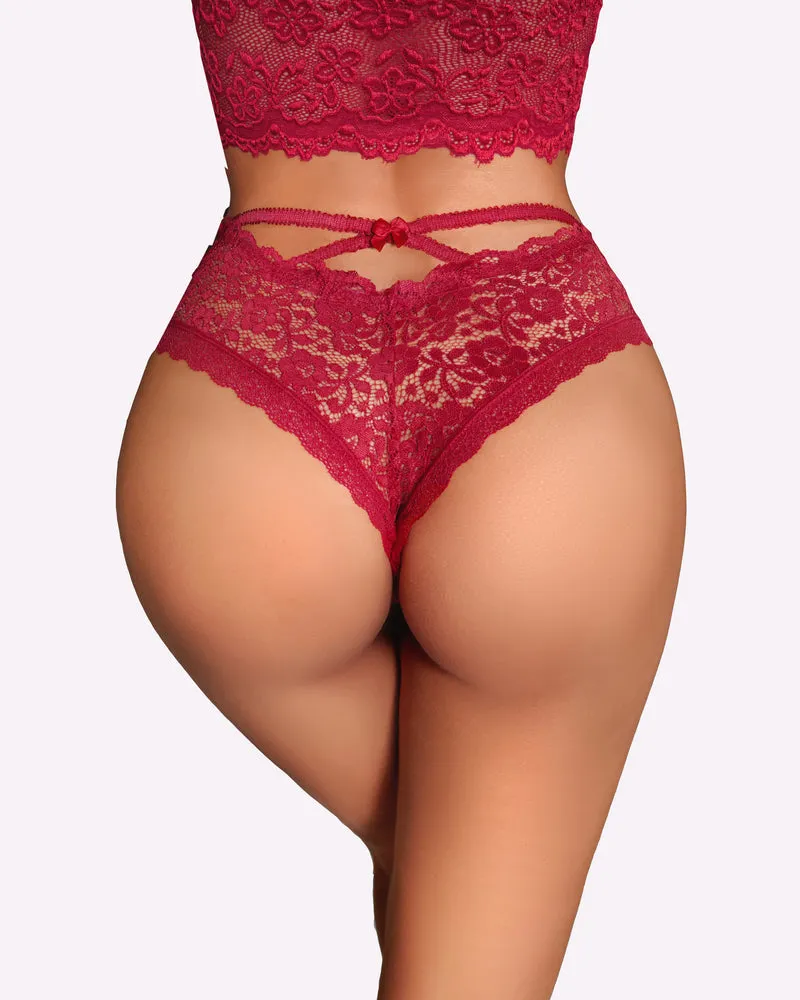 Lace Fairy Criss Cross Back Floral Panties