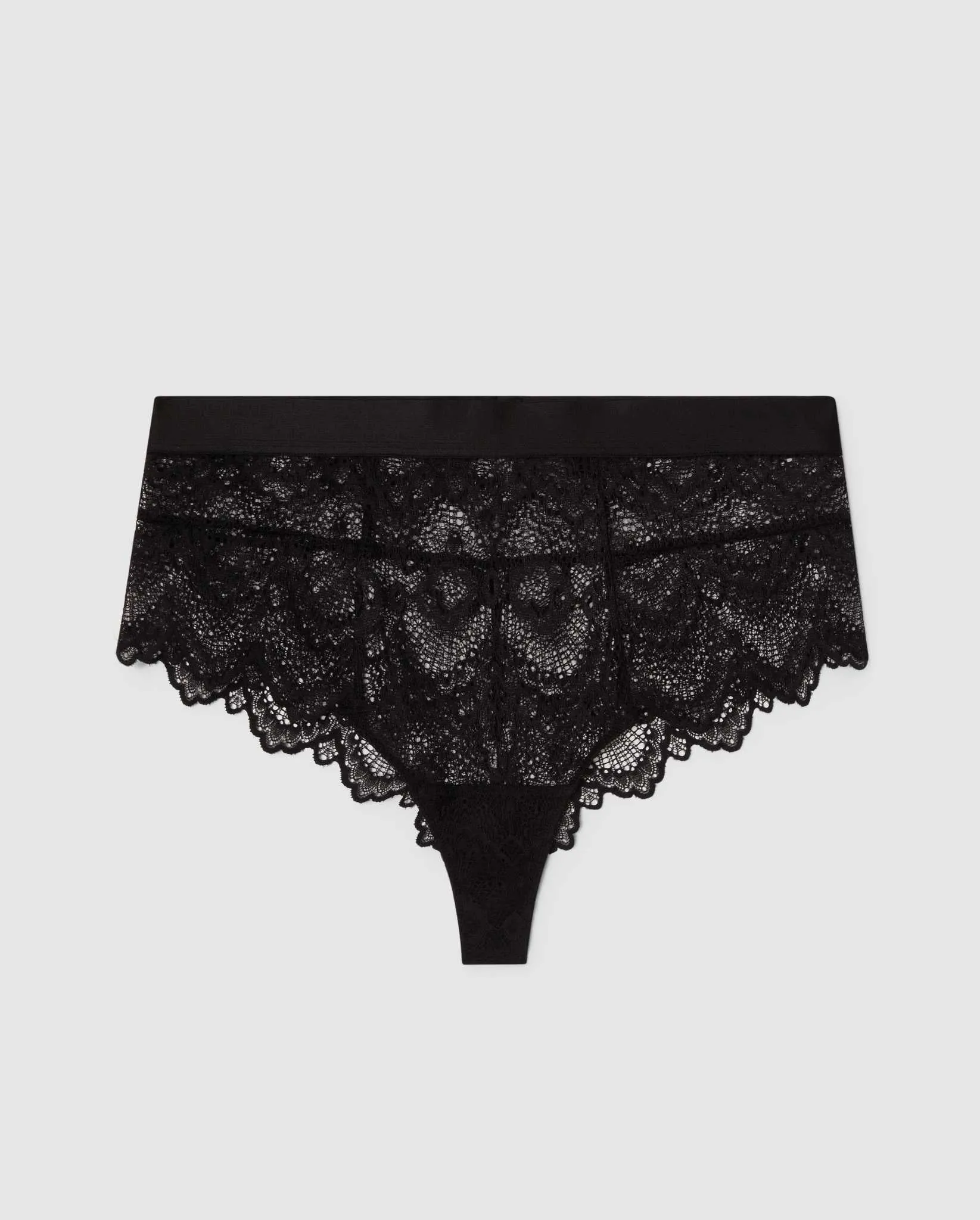 Lace Highwaist String Black