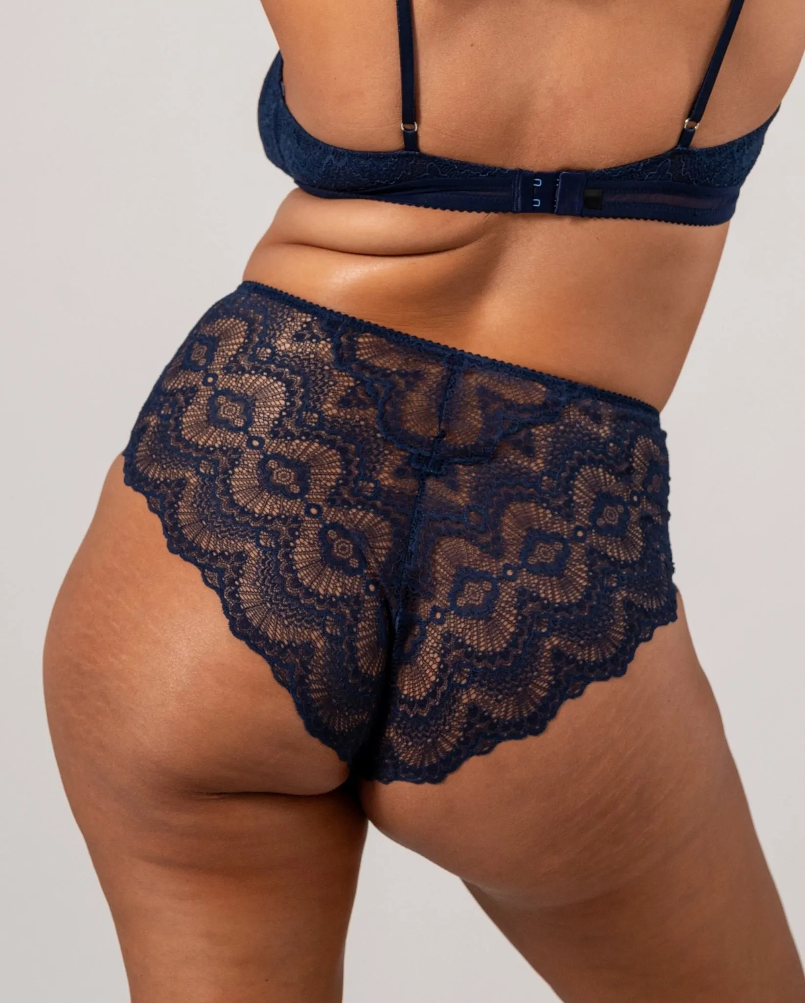 Lace Mesh Highwaist Briefs Navy