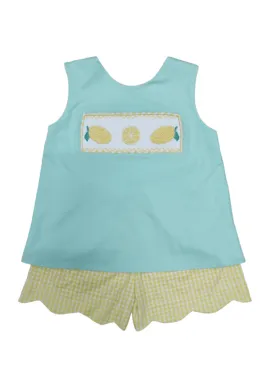 Lemon Smocked Girls Short Set