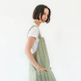 Linen / Cotton Small Ticking Crossback Apron