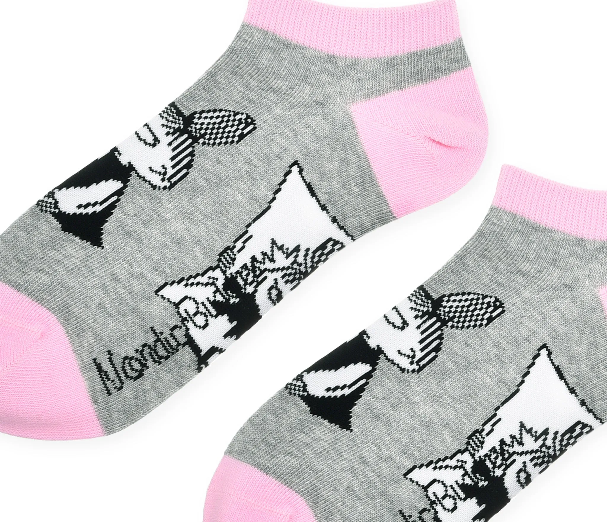 Little My Pranking Ladies Ankle Socks - Grey and Pink