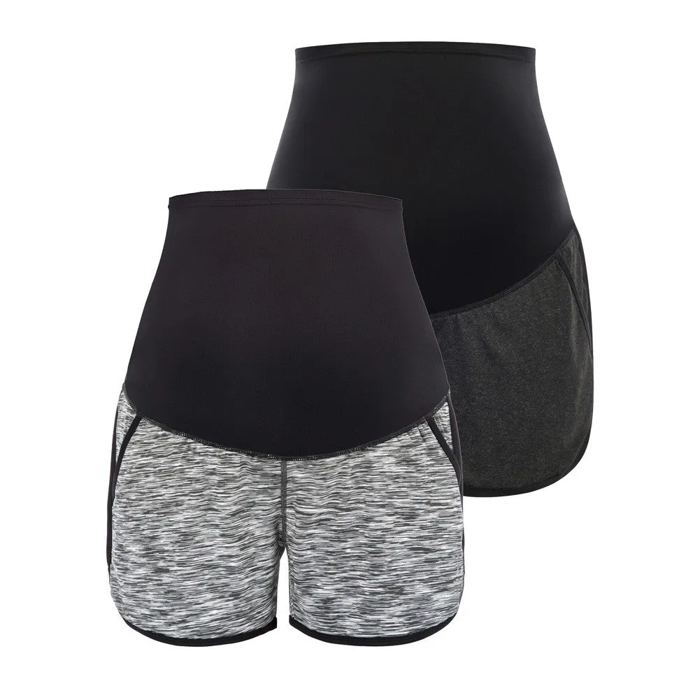 Maacie Women Maternity High Waist Sports Shorts Fitness Yoga Shorts with Briefs