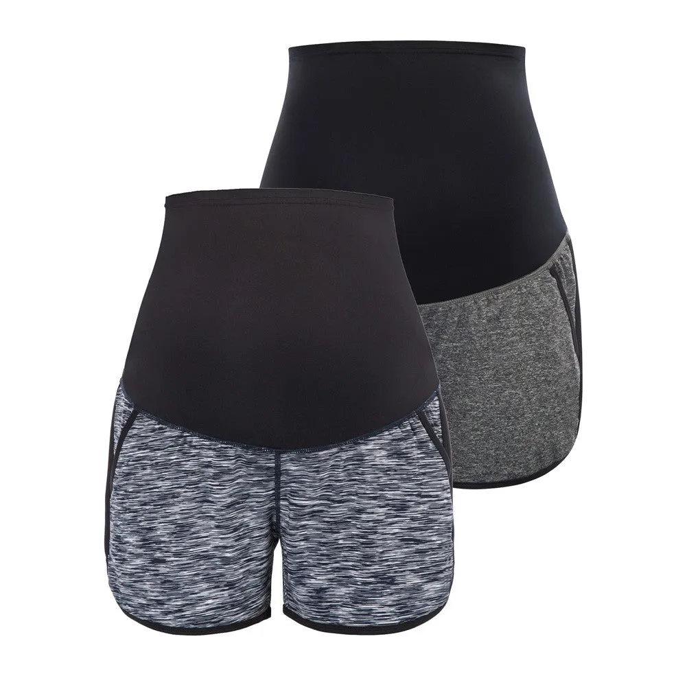 Maacie Women Maternity High Waist Sports Shorts Fitness Yoga Shorts with Briefs