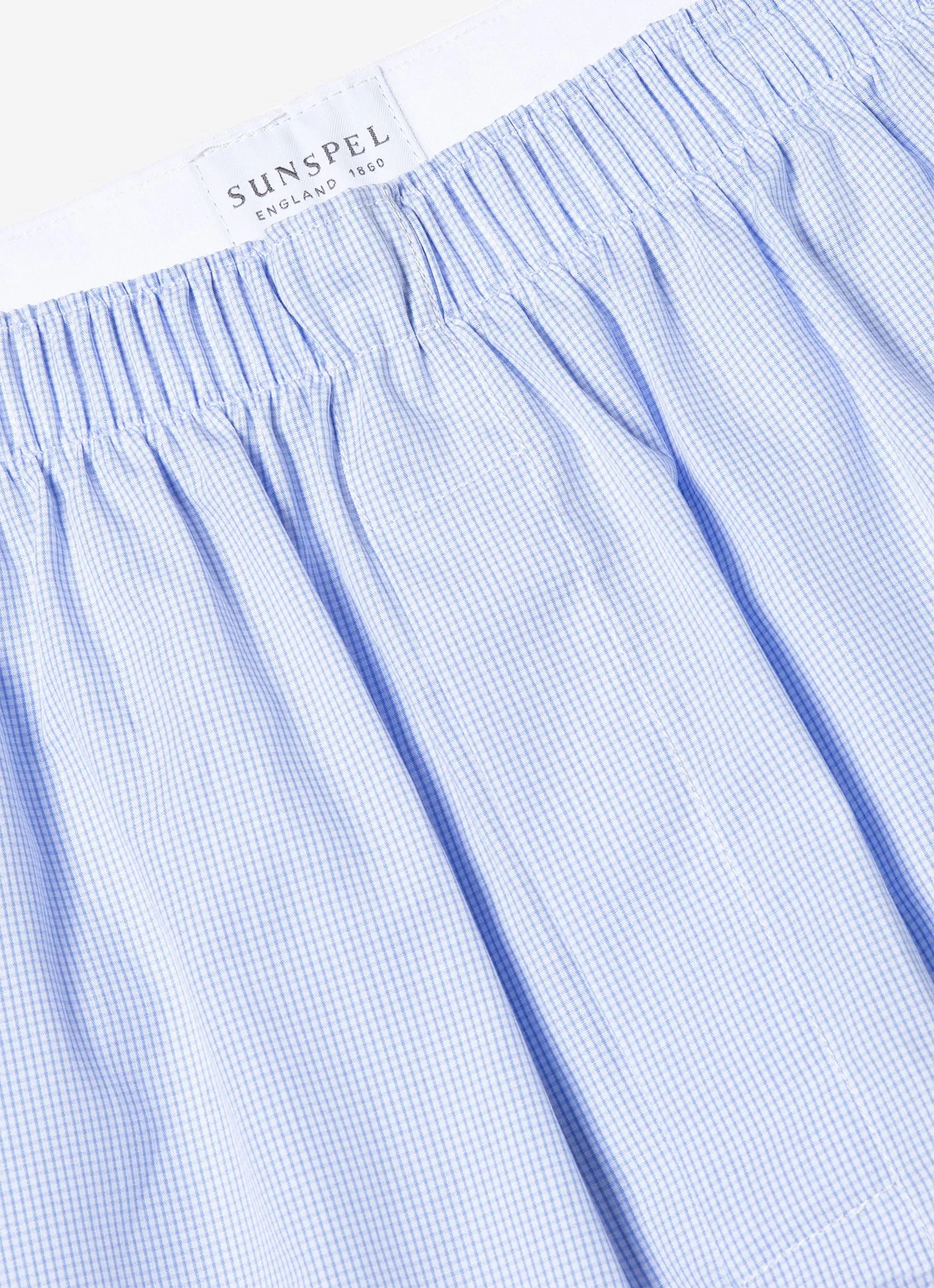 Men's Classic Boxer Shorts in Light Blue Micro Gingham