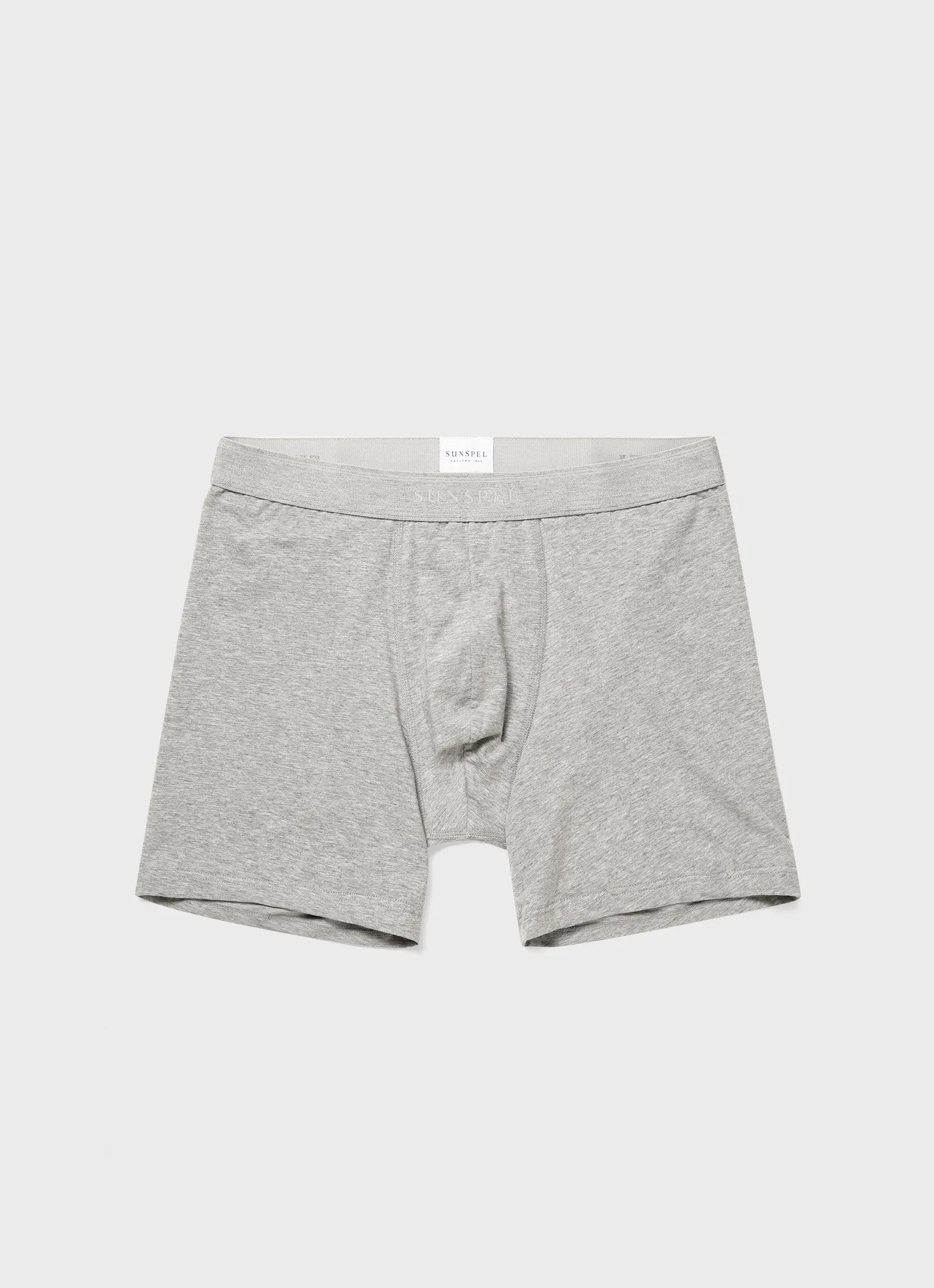 Men's Stretch Cotton Boxer Briefs in Grey Melange