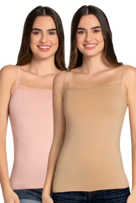 Modal Lace Camisole (Pack of 2) - Hazel._Imp Pink