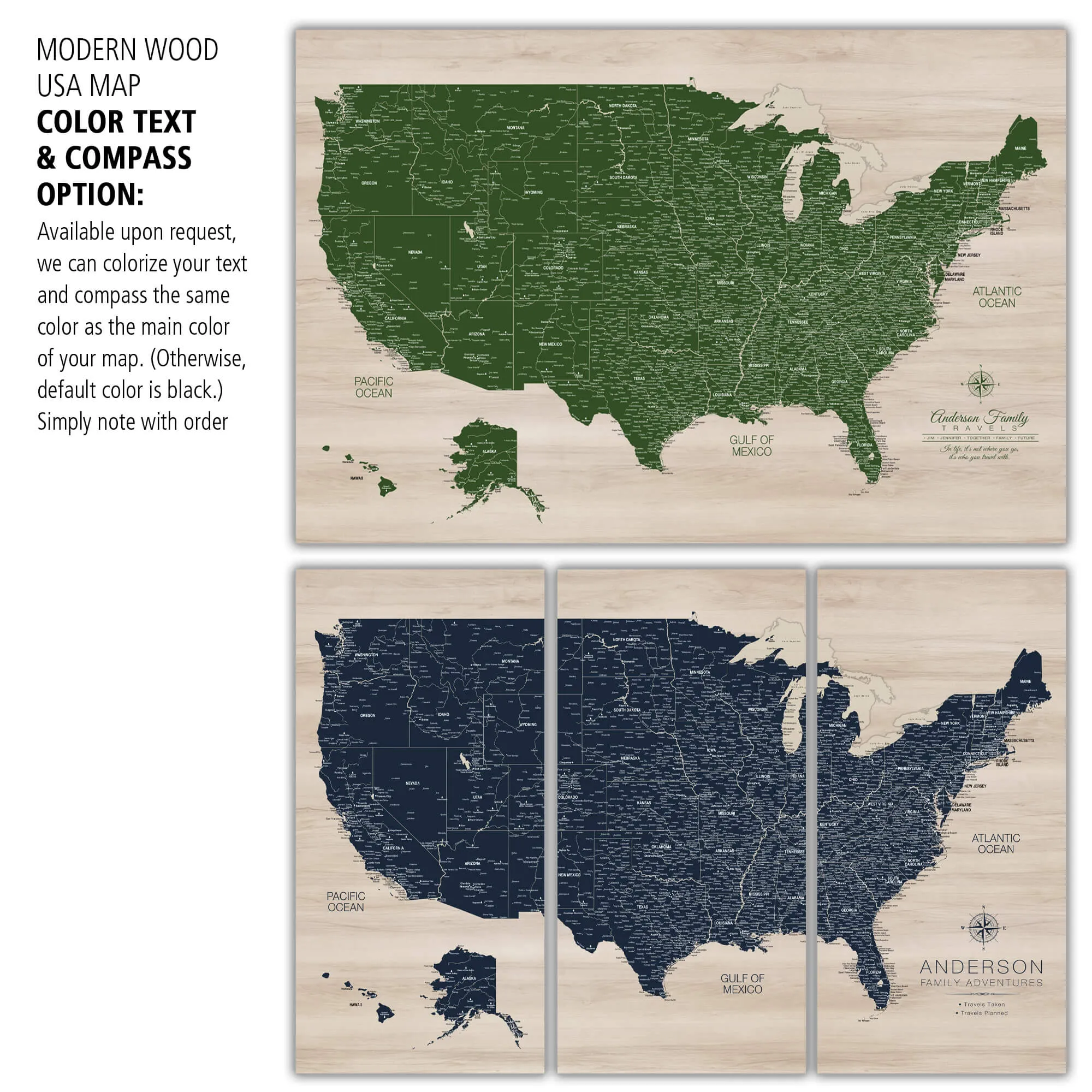 Modern Wood USA Push Pin Map