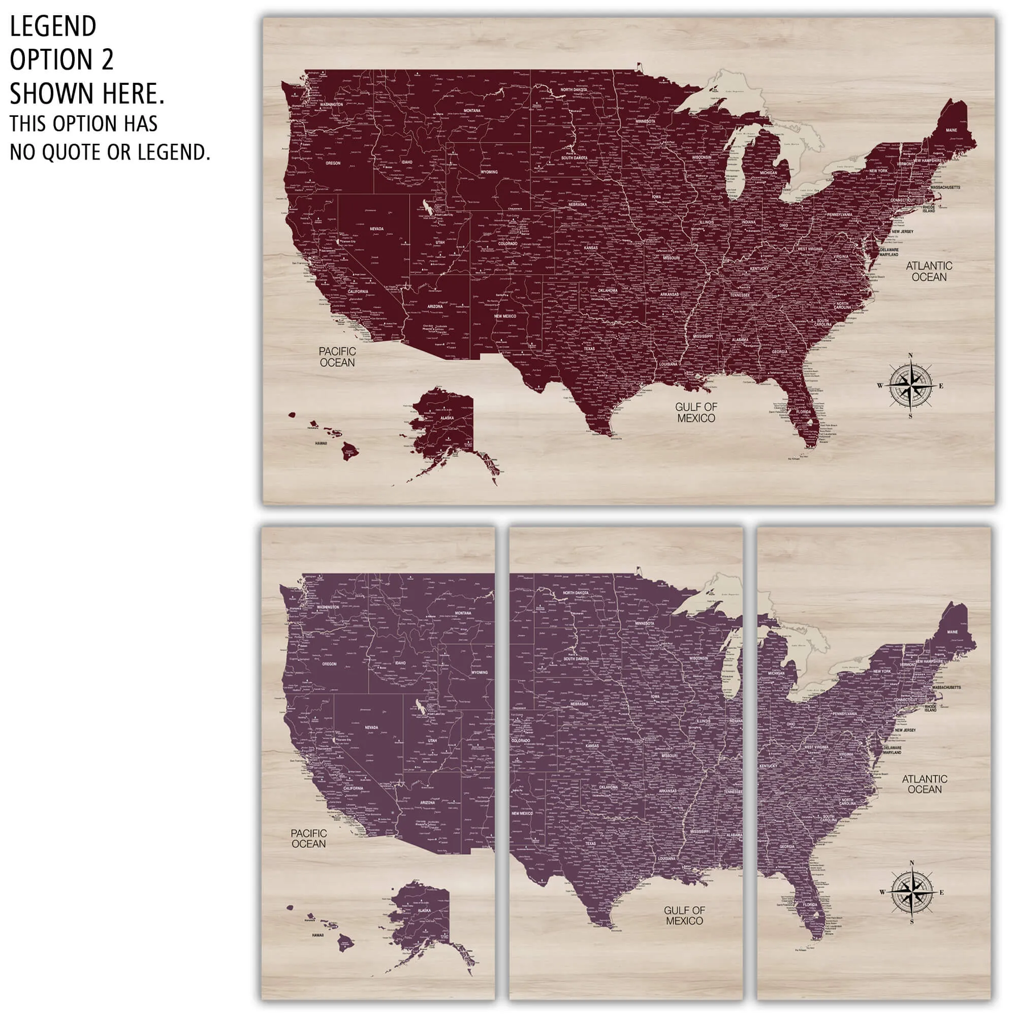 Modern Wood USA Push Pin Map