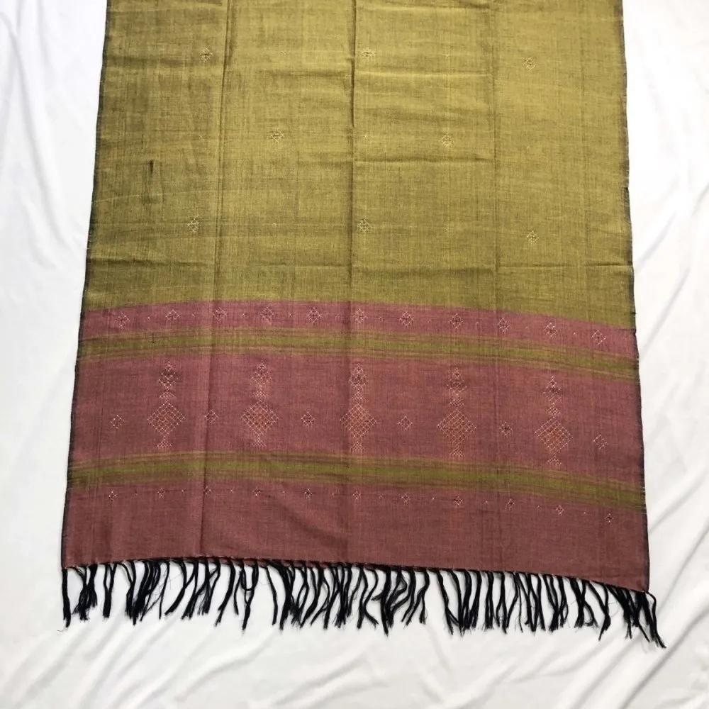 Olive & Pink Handwoven Beaded Long Stole