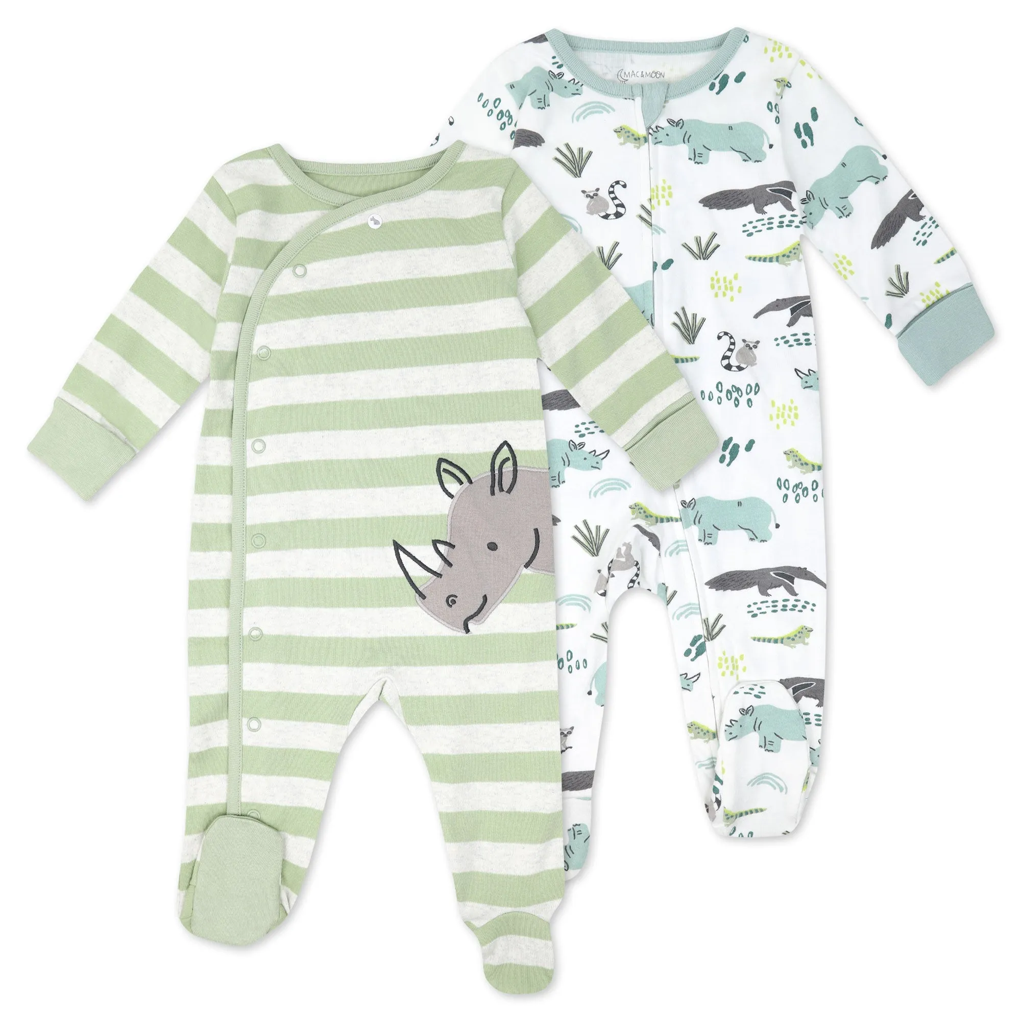 Organic Cotton 2-Pack Sleep & Play in Rhino Buddies Print