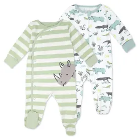 Organic Cotton 2-Pack Sleep & Play in Rhino Buddies Print