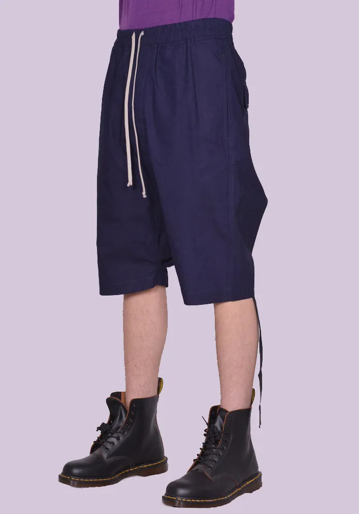 RICK OWENS DRKSHDW DU01C6380 IP 06 SHORTS DRAWSTRING INDIGO