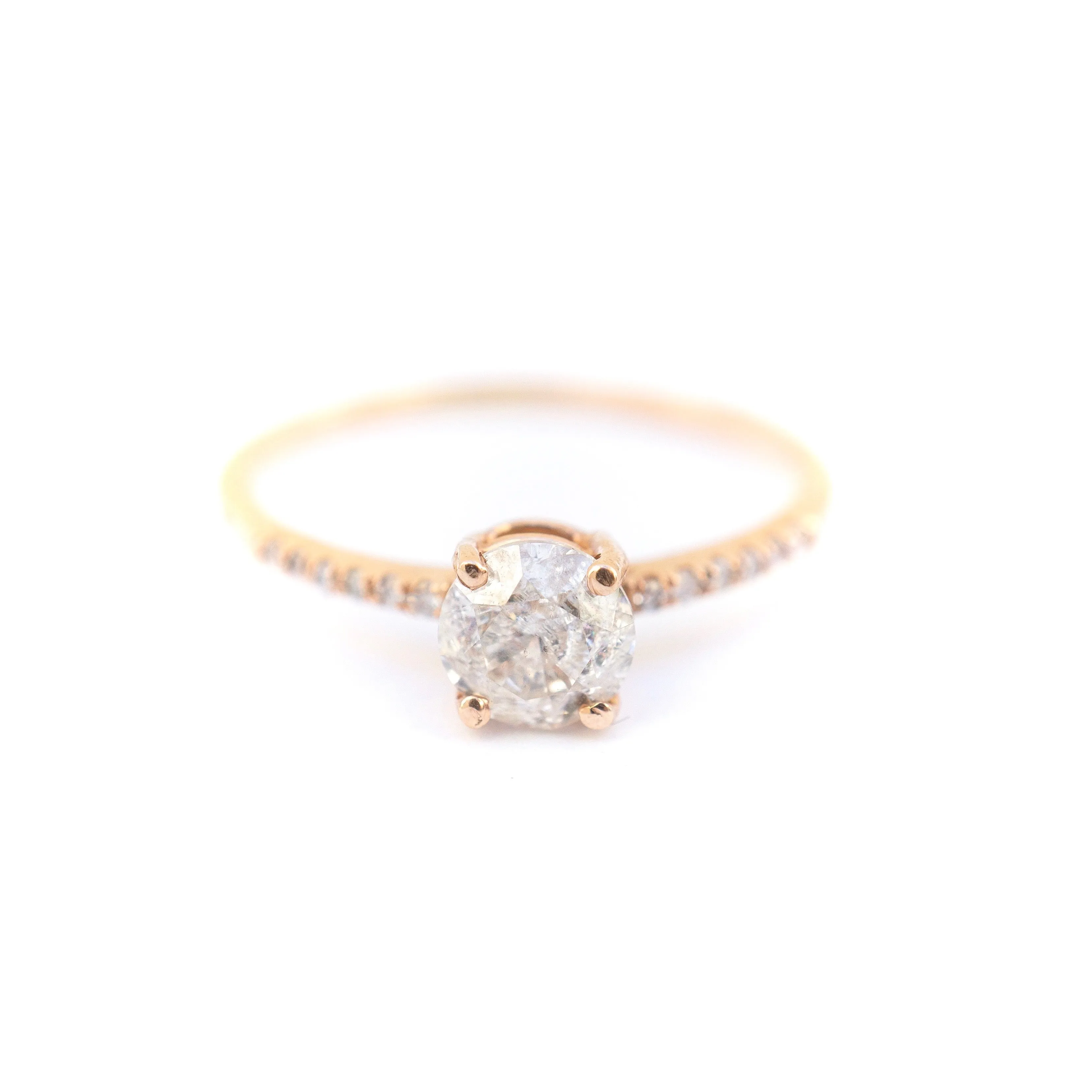 Salt and Pepper Diamond Engagement Ring - Rose Gold Diamond Engagement Ring - Grey Diamond Ring