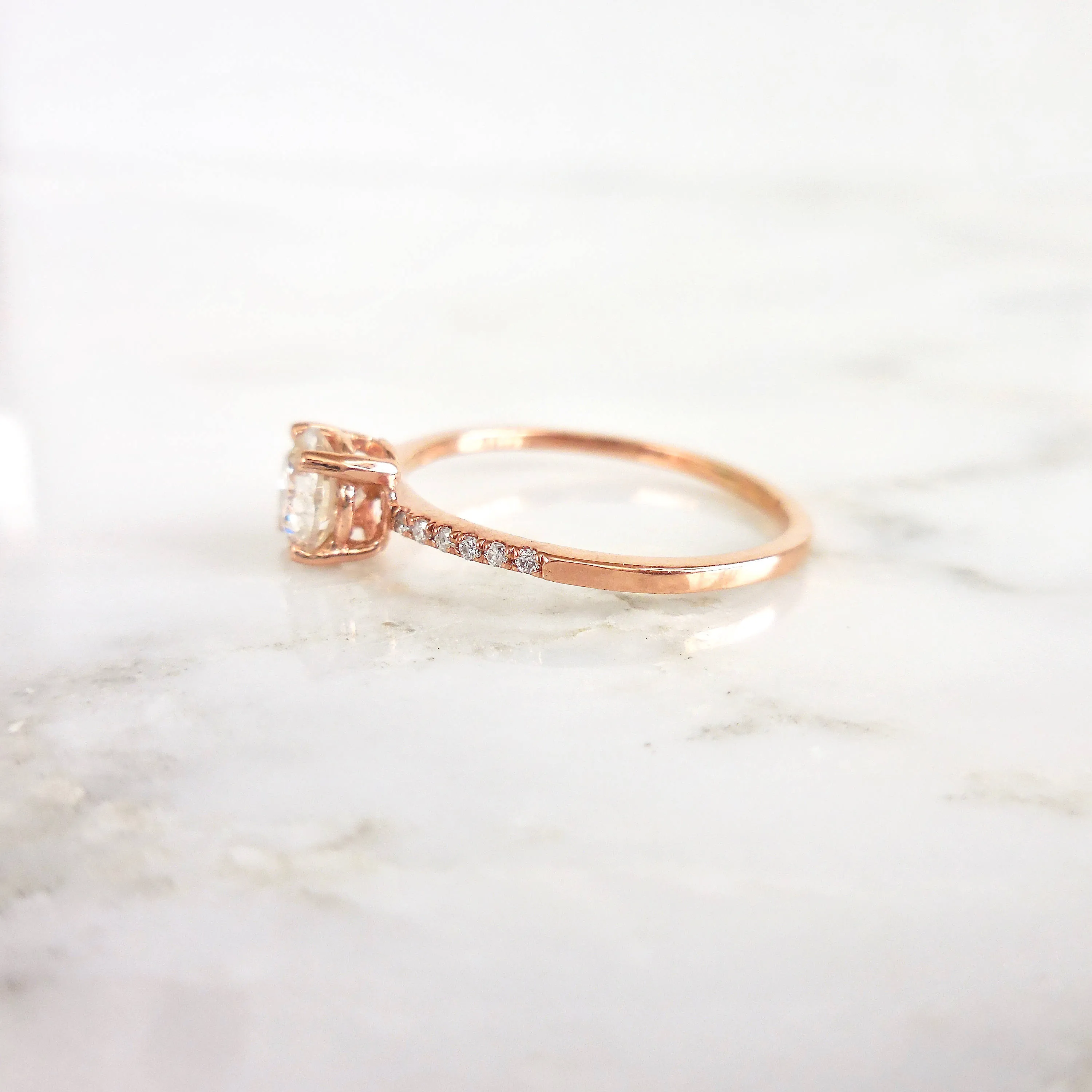 Salt and Pepper Diamond Engagement Ring - Rose Gold Diamond Engagement Ring - Grey Diamond Ring