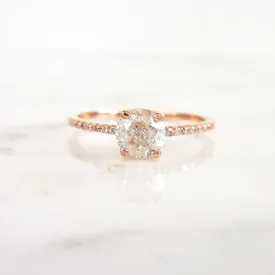 Salt and Pepper Diamond Engagement Ring - Rose Gold Diamond Engagement Ring - Grey Diamond Ring