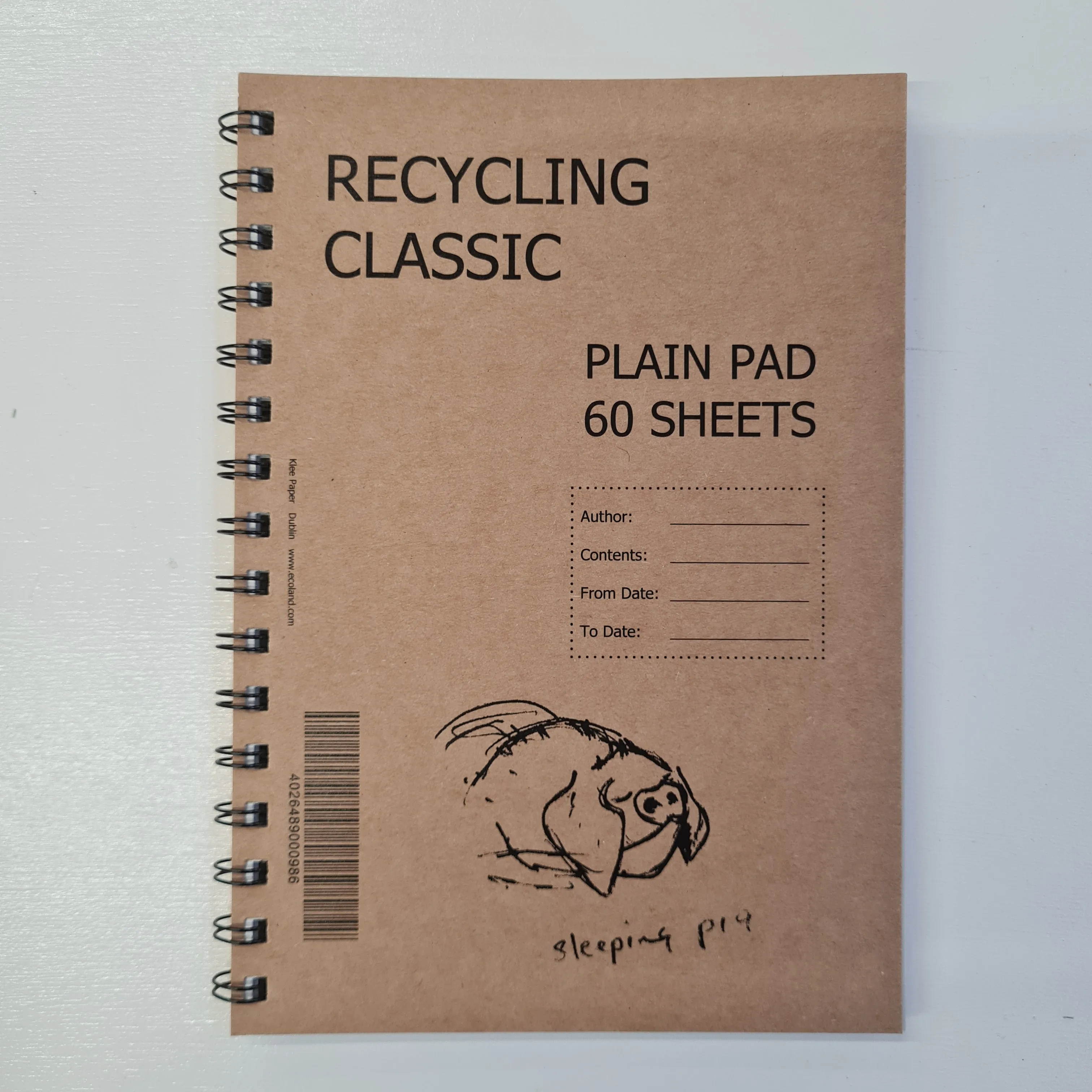 Sleeping Pig Brown Soft cover notebooks - Plain A5/ A6