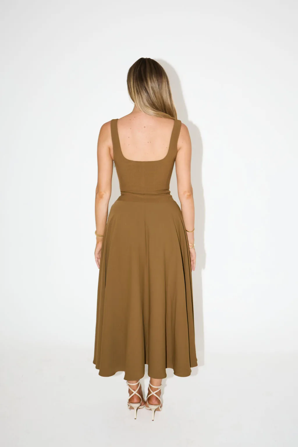 The Ultimate Muse Low Waist Square Neck Midi Dress